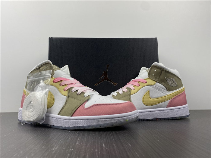 Jordan1 Mid SE Pastel Vivid Green Grind  DJ0338-100