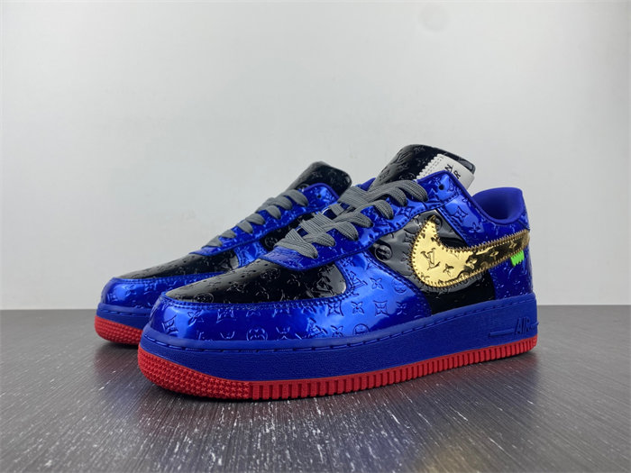 Luis Vitton Nike Air Force 1 Low By Royal blue Black Gold Red